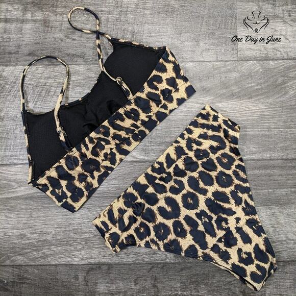 Pink Queen Crop Spaghetti Strap Bikini Swimsuit Size L - Picture 4 of 4